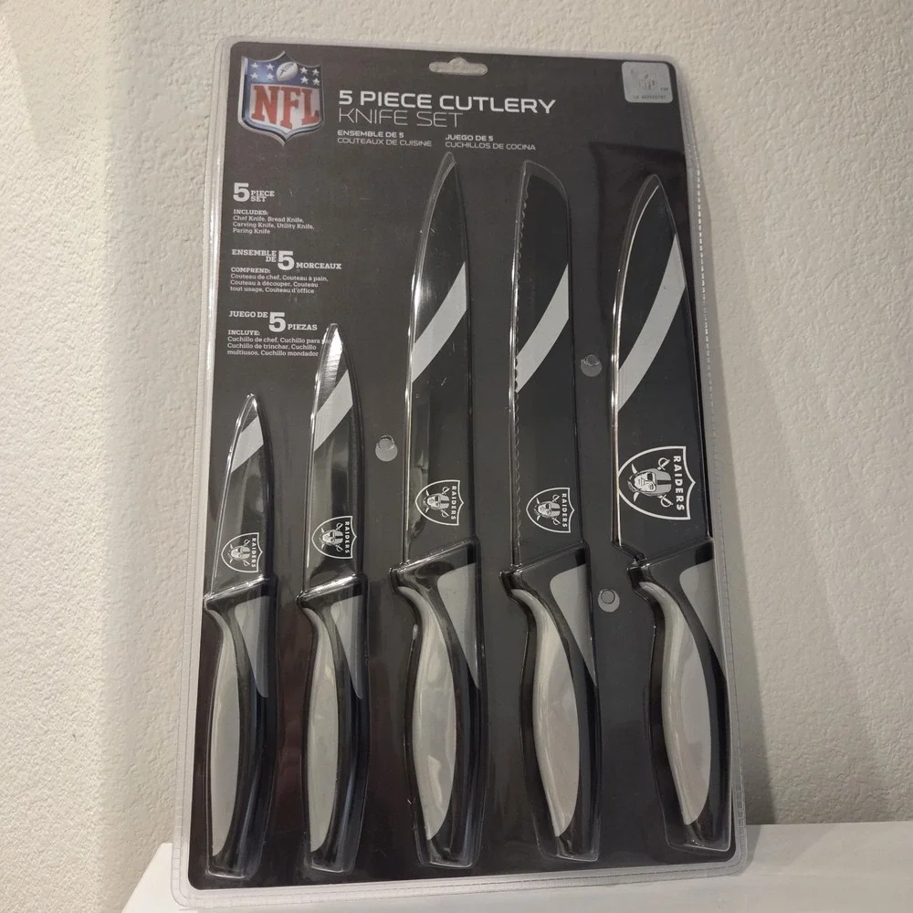 TSV Home NFL Raiders 5 Piece Cutlery Knife Set Chef Bread Carving Utility Paring
